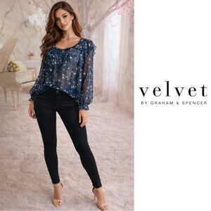 NEW Velvet by Spencer & Graham Star Naveen Ruffle Peasant Blouse